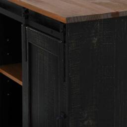 Berkfield Home Sideboard HALDEN with Sliding Door Black 80x40x80 cm Solid Wood - Size: 80 x 40 x 80 cm - thumbnail 8