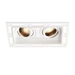 Netlighting Trimless Twin Trimless Recessed GU10 Dimmable Downlights Tiltable in White - thumbnail 1