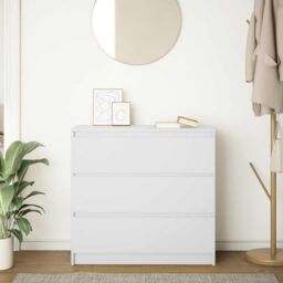 Berkfield Home Sideboard White 80x35x76 cm Engineered Wood - Size: 80 x 35 x 76 cm - thumbnail 3