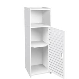 FLAVORA 78 x 22 x 23cm Slim Floor Cabinet Narrow Wooden Storage in White - Size: 78 x 22 x 23 cm - thumbnail 3