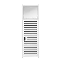 FLAVORA 78 x 22 x 23cm Slim Floor Cabinet Narrow Wooden Storage in White - Size: 78 x 22 x 23 cm - thumbnail 2