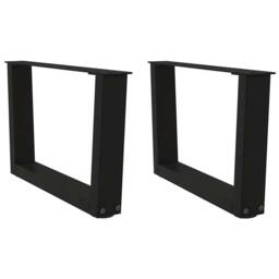 Berkfield Home Dining Table Legs V-Shape 2 pcs Black 60x(30-31.3) cm Steel - thumbnail 2