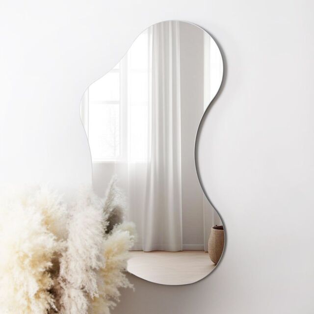 Home Garden Direct Lesina Large Frameless Pond Mirror for Wall Mounting 120x70cm in Clear - Size: 120x70 cm - image 1