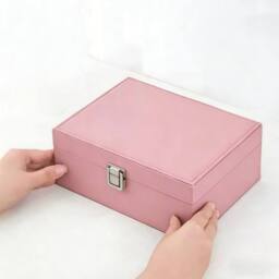 VOGREX Pink Leather Jewellery Tray Ring Earring Storage Display Box - thumbnail 4
