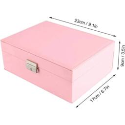 VOGREX Pink Leather Jewellery Tray Ring Earring Storage Display Box - thumbnail 2