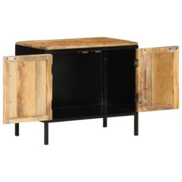 Berkfield Home Bedside Cabinets 2 pcs 50x30x45 cm Solid Wood Rough Mango in Brown - Size: 50 x 30 x 45 cm - thumbnail 5