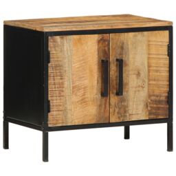 Berkfield Home Bedside Cabinets 2 pcs 50x30x45 cm Solid Wood Rough Mango in Brown - Size: 50 x 30 x 45 cm - thumbnail 4