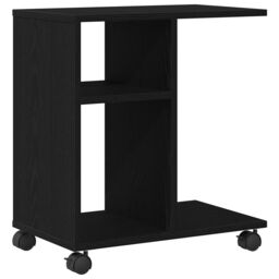 Berkfield Home Rolling Side Table Black Oak 50x30x55 cm Made of Engineered Wood - Size: 50 x 30 x 55 cm - thumbnail 2