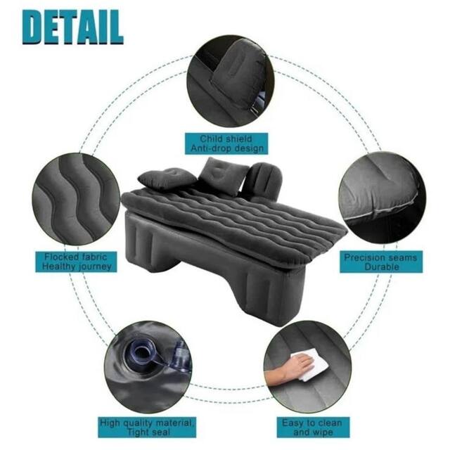 VOGREX Inflatable Car Rear Seat Mattress Bed Medium Large Car Camping Use in Black - image 1
