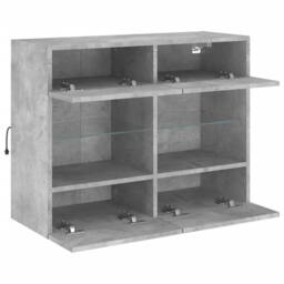 Berkfield Home TV Wall Cabinet with LED Lights Concrete Grey 78.5x30x60.5 cm - thumbnail 8