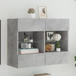 Berkfield Home TV Wall Cabinet with LED Lights Concrete Grey 78.5x30x60.5 cm - thumbnail 2