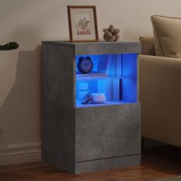 Berkfield Home Sideboard with LED Lights Concrete Grey 41x37x67 cm - Size: 41 x 37 x 67 cm - thumbnail 4
