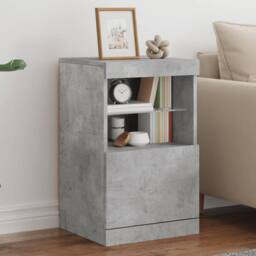 Berkfield Home Sideboard with LED Lights Concrete Grey 41x37x67 cm - Size: 41 x 37 x 67 cm - thumbnail 2