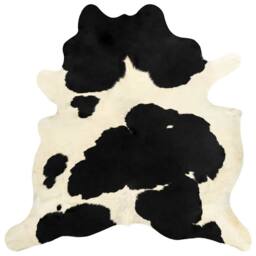 Berkfield Home Real Cow Hide Rug Black & White 150x170 cm - Size: 100 cm diameter
