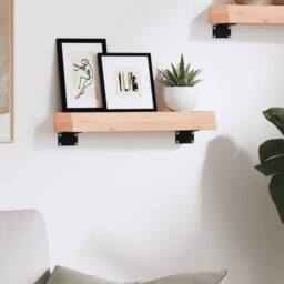 Berkfield Home Wall Shelf 40x10x6 cm Untreated Solid Wood Oak in Natural - Size: 40 x 10 x 6 cm - thumbnail 2