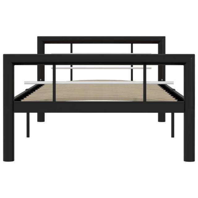 Berkfield Home Elegant Bed Frame Black & White Metal 100x200 cm - image 1