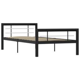Berkfield Home Elegant Bed Frame Black & White Metal 100x200 cm - thumbnail 3