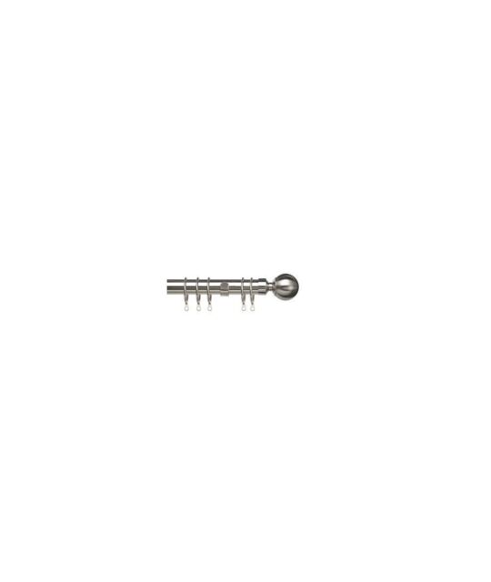 New Edge Blinds 25-28mm Ball End Metal Curtain Pole Set - Satin Silver - Size: 120 cm - 210 cm - image 1