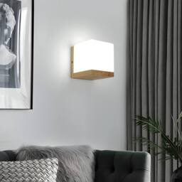 COMELY Indoor Wall Lights, Vintage Wood Wall Lights, E27 Glass Wall Lights in Walnut - thumbnail 3