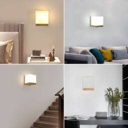 COMELY Indoor Wall Lights, Vintage Wood Wall Lights, E27 Glass Wall Lights in Walnut - thumbnail 7