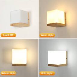 COMELY Indoor Wall Lights, Vintage Wood Wall Lights, E27 Glass Wall Lights in Walnut - thumbnail 6