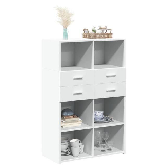 Berkfield Home Highboard White 80x42.5x124 cm Engineered Wood - image 1