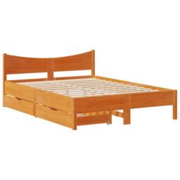 Berkfield Home Bed Frame with Drawers Wax Brown 140x190 cm Solid Wood Pine - thumbnail 2