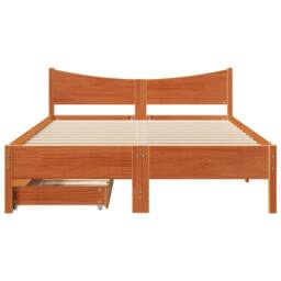 Berkfield Home Bed Frame with Drawers Wax Brown 140x190 cm Solid Wood Pine - thumbnail 4
