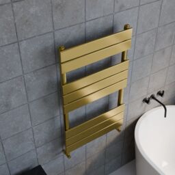 Balterley Square Towel Radiator with Flat Panels 840mm x 500mm - Brushed Brass in Metallics - thumbnail 3