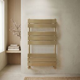 Balterley Square Towel Radiator with Flat Panels 840mm x 500mm - Brushed Brass in Metallics - thumbnail 6
