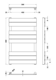 Balterley Square Towel Radiator with Flat Panels 840mm x 500mm - Brushed Brass in Metallics - thumbnail 5