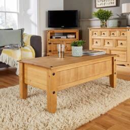 FORGEVIO Coffee Table Pine Pine Home Living Room Furniture Unit in Brown - thumbnail 5
