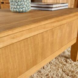FORGEVIO Coffee Table Pine Pine Home Living Room Furniture Unit in Brown - thumbnail 3