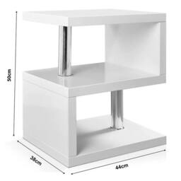Havendro High Gloss LED Side Table With Storage Sofa End Table White - Size: 0.6m2 - thumbnail 2