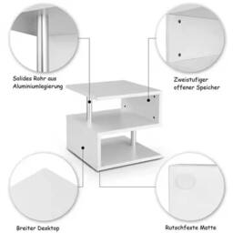 Havendro High Gloss LED Side Table With Storage Sofa End Table White - Size: 0.6m2 - thumbnail 7