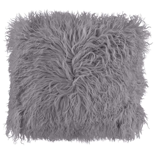 Velosso Soft Faux Fur Square Decorative Cushion in Silver - Size: 43 cm x 43 cm