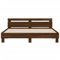 Berkfield Home Bed Frame with LED without Mattress Brown Oak 160x200 cm - thumbnail 7