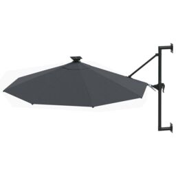 Berkfield Home Wall-mounted Parasol with LEDs & Metal Pole 300 cm Anthracite in Black - thumbnail 3