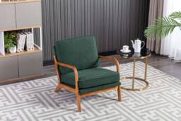 Matteo Mid-Century Modern Emerald Boucle Accent Armchair with Wood Frame in Green - thumbnail 5
