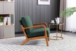 Matteo Mid-Century Modern Emerald Boucle Accent Armchair with Wood Frame in Green - thumbnail 8