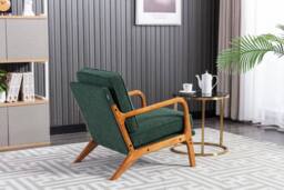Matteo Mid-Century Modern Emerald Boucle Accent Armchair with Wood Frame in Green - thumbnail 9