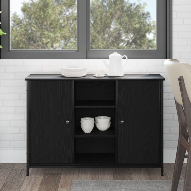 Berkfield Home Sideboard Black Oak 100x35x70 cm Engineered Wood & Steel - Size: 100 x 35 x 70 cm - image 1