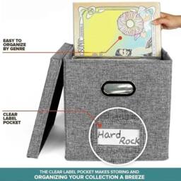 KORVIXA Vinyl Case LP Storage Box Grey - thumbnail 1