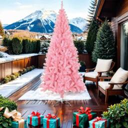 Berkfield Home Beautiful Artificial Christmas Tree with Stand Pink 210 cm PVC - thumbnail 3