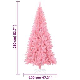 Berkfield Home Beautiful Artificial Christmas Tree with Stand Pink 210 cm PVC - thumbnail 7
