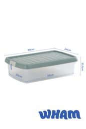 Wham Clip 3x 7L Rectangular Plastic Storage Boxes with Clip Lock Lid in Green - thumbnail 6