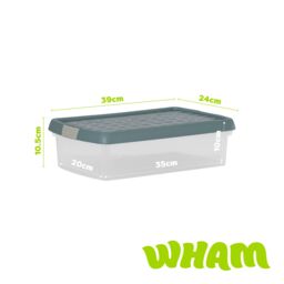 Wham Clip 3x 7L Rectangular Plastic Storage Boxes with Clip Lock Lid in Green - thumbnail 5
