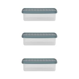 Wham Clip 3x 7L Rectangular Plastic Storage Boxes with Clip Lock Lid in Green - thumbnail 1