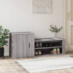 Berkfield Home Shoe Cabinet Grey Sonoma 130x35x54 cm Engineered Wood - Size: 130 x 35 x 54 cm - thumbnail 2