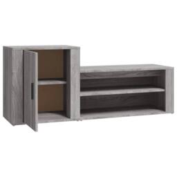 Berkfield Home Shoe Cabinet Grey Sonoma 130x35x54 cm Engineered Wood - Size: 130 x 35 x 54 cm - thumbnail 5